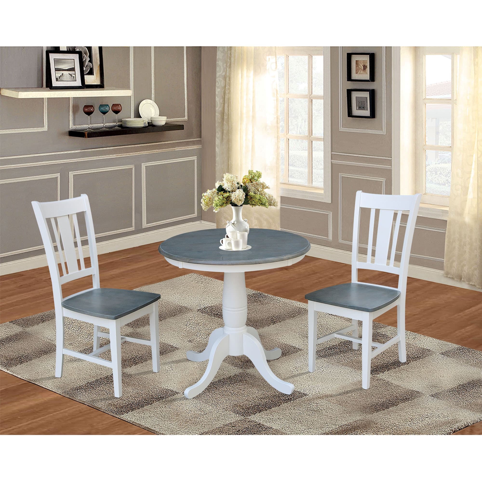 30 Round Top Pedestal Table With 2 San Remo Chairs Set Of 3 Pieces
