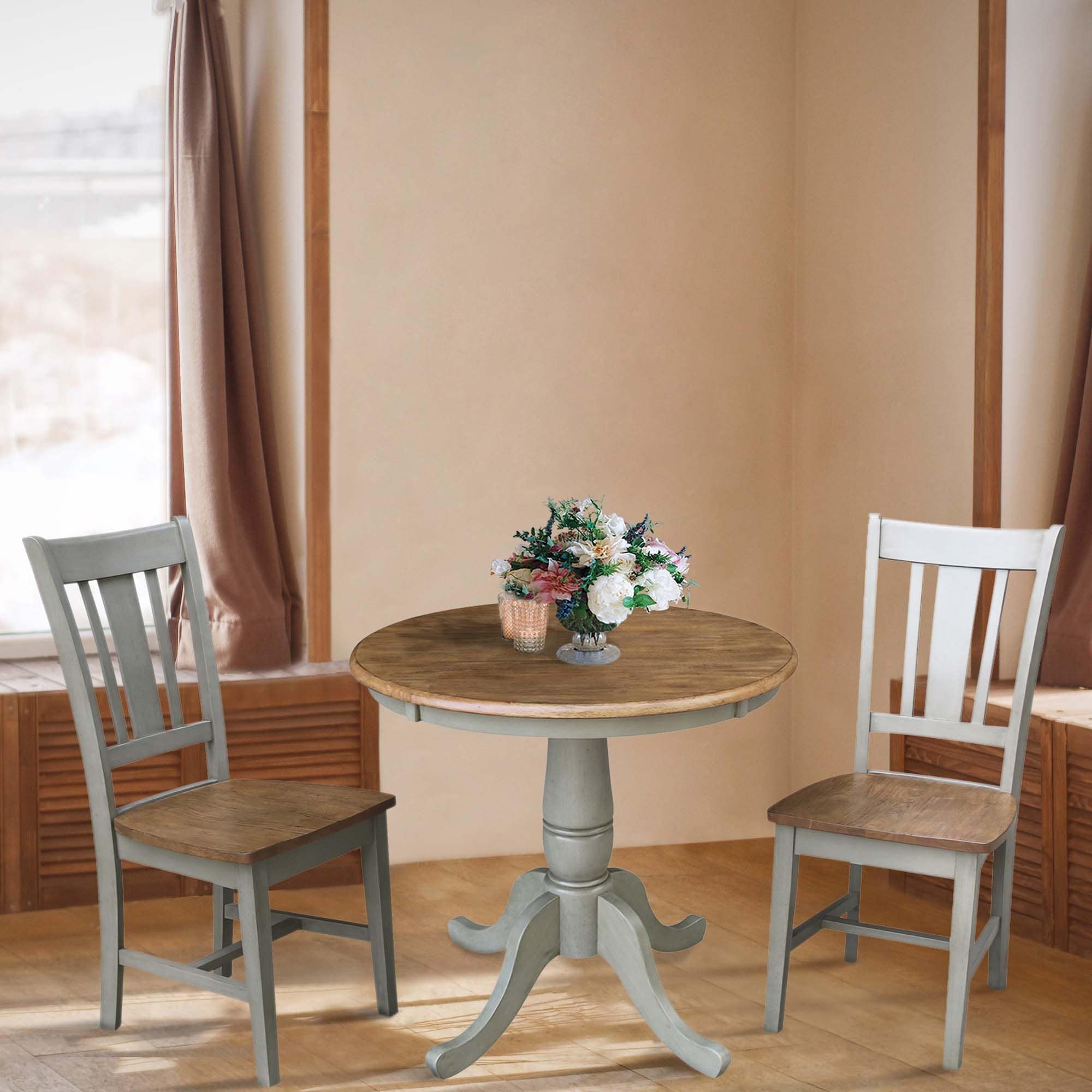 30 Round Top Pedestal Table With 2 San Remo Chairs Set Of 3 Pieces