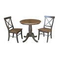 30 Round Top Pedestal Table With 2 X Back Chairs 3 Piece Set