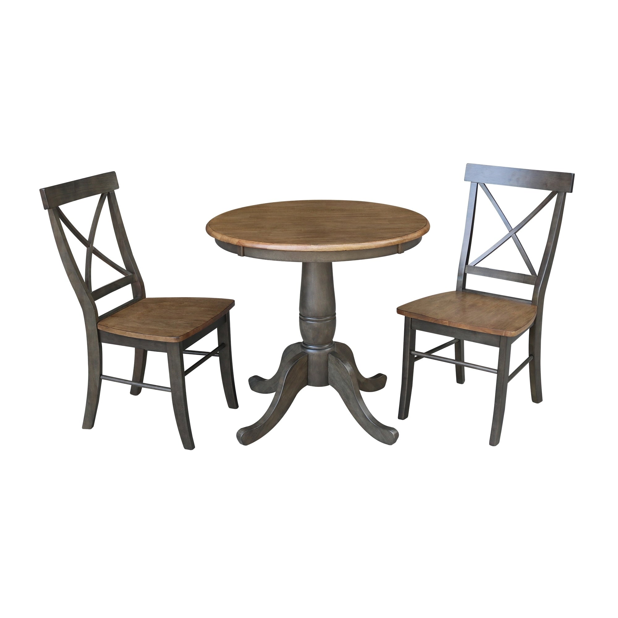 30 Round Top Pedestal Table With 2 X Back Chairs 3 Piece Set