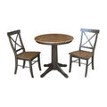 30 Round Top Pedestal Table With 2 X Back Chairs 3 Piece Set