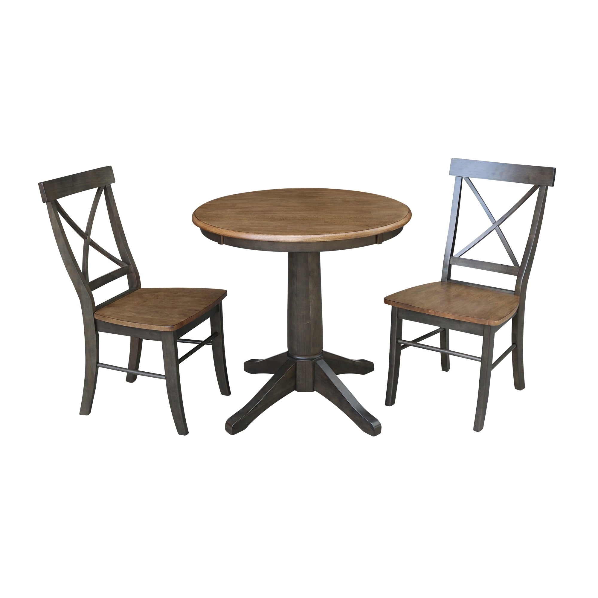 30 Round Top Pedestal Table With 2 X Back Chairs 3 Piece Set