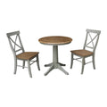 30 Round Top Pedestal Table With 2 X Back Chairs Set Of 3 Pieces