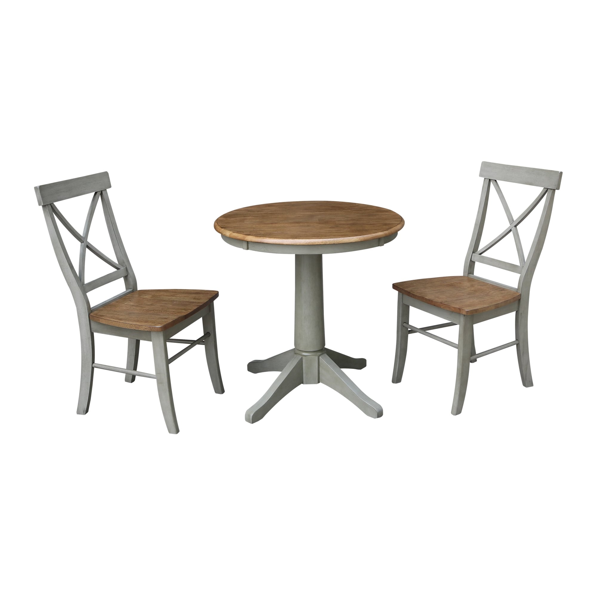 30 Round Top Pedestal Table With 2 X Back Chairs Set Of 3 Pieces