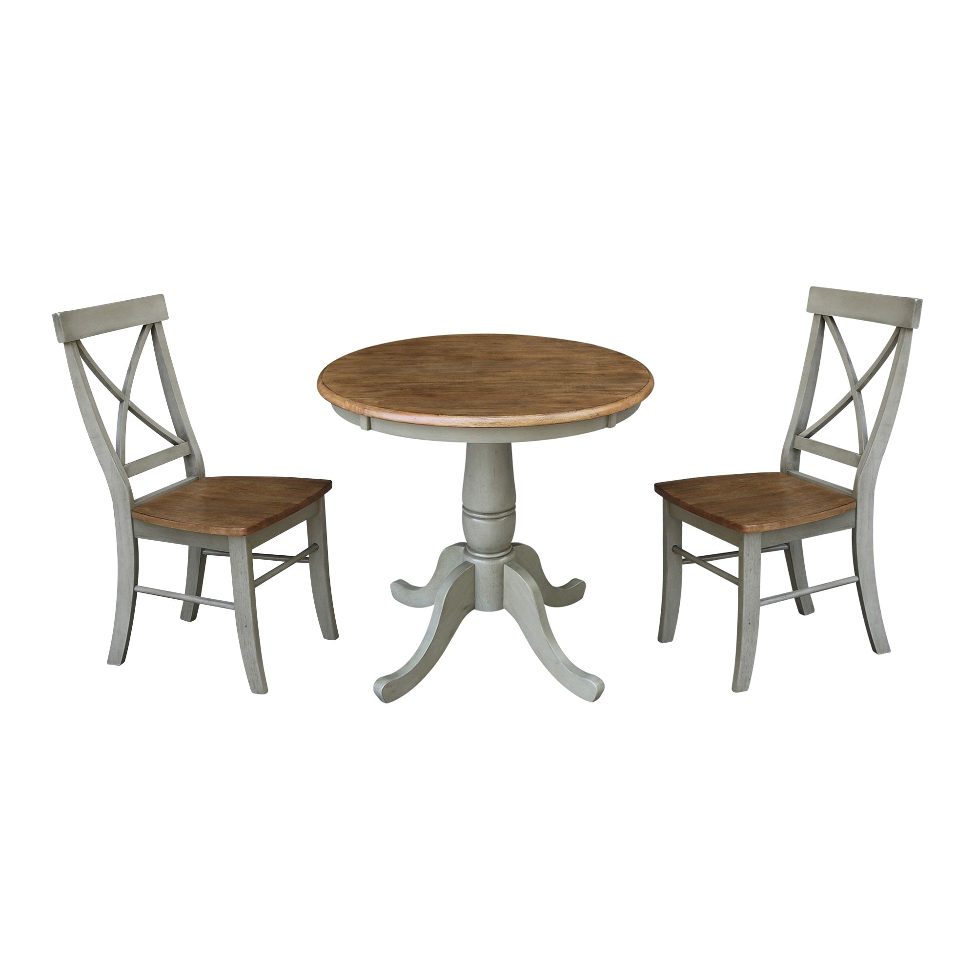 30 Round Top Pedestal Table With 2 X Back Chairs Set Of 3 Pieces