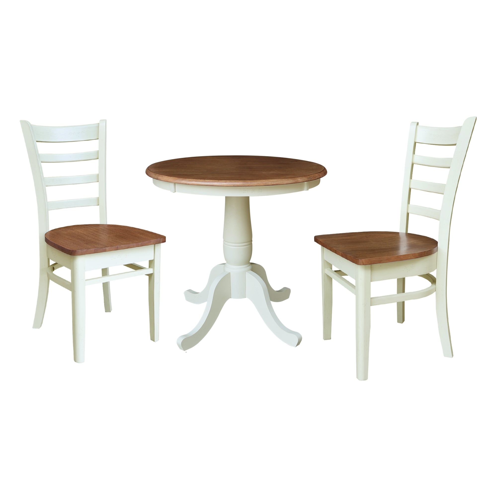 30 Round Top Pedestal Table With 2 Emily Chairs 3 Piece Set
