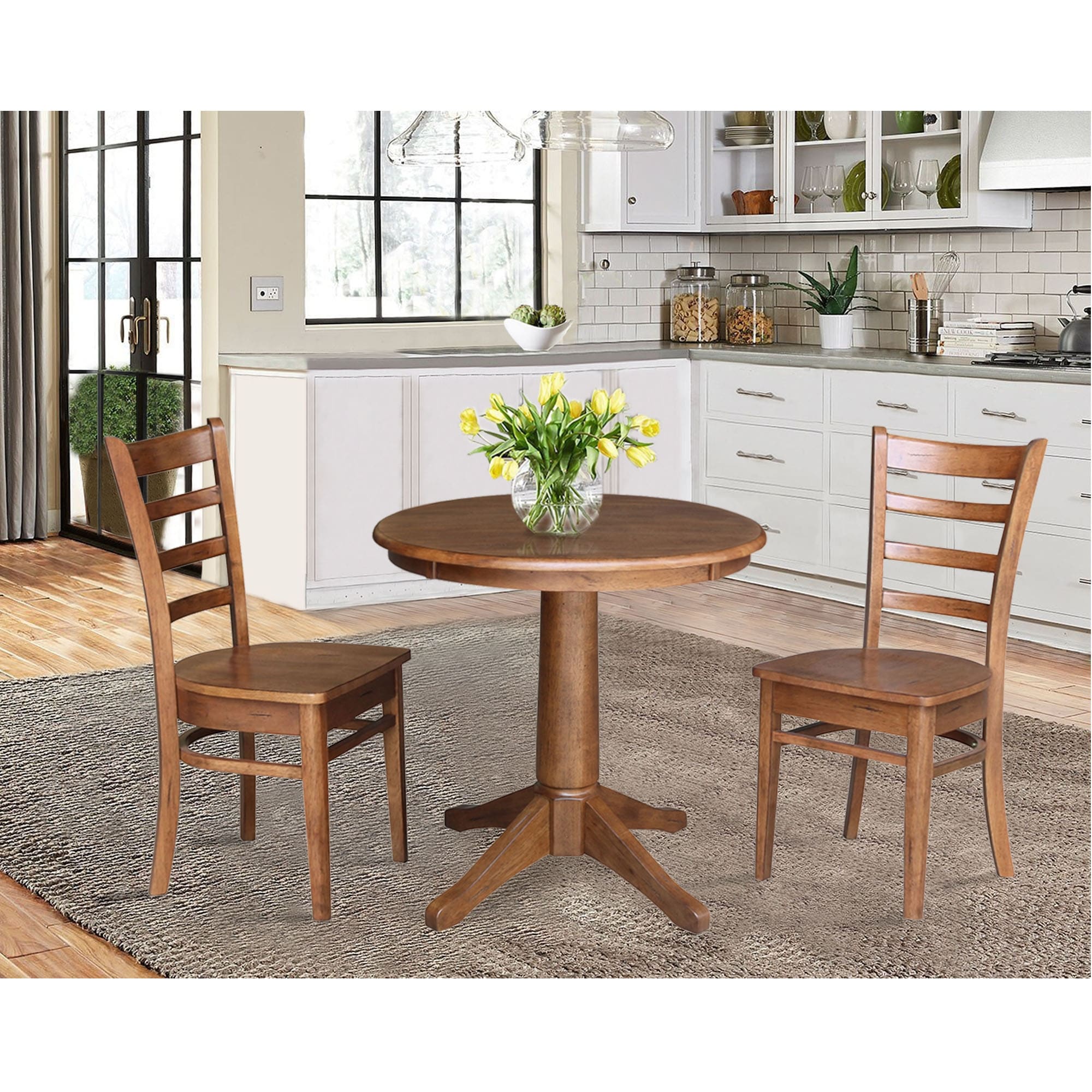 30 Round Top Pedestal Table With 2 Emily Chairs 3 Piece Set