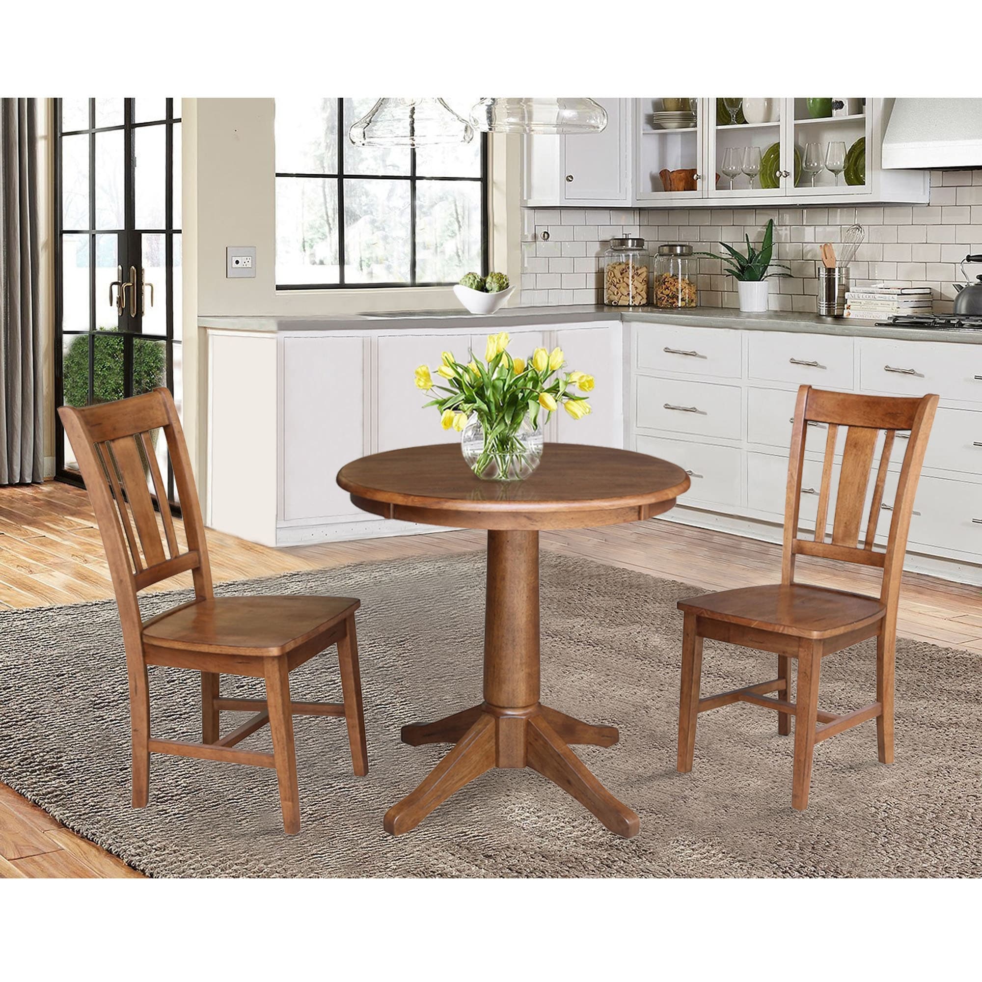 30 Round Top Pedestal Table With 2 San Remo Chairs 3 Piece Set