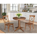 30 Round Top Pedestal Table With 2 X Back Chairs 3 Piece Set