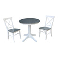 30 Round Top Pedestal Table With 2 X Back Chairs In White And Heather Gray