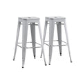 30 Seat Backless Modern Light Weight Industrial Contemporary Metal Bar Stools Without Back And 4 Leg Design Set Of 2