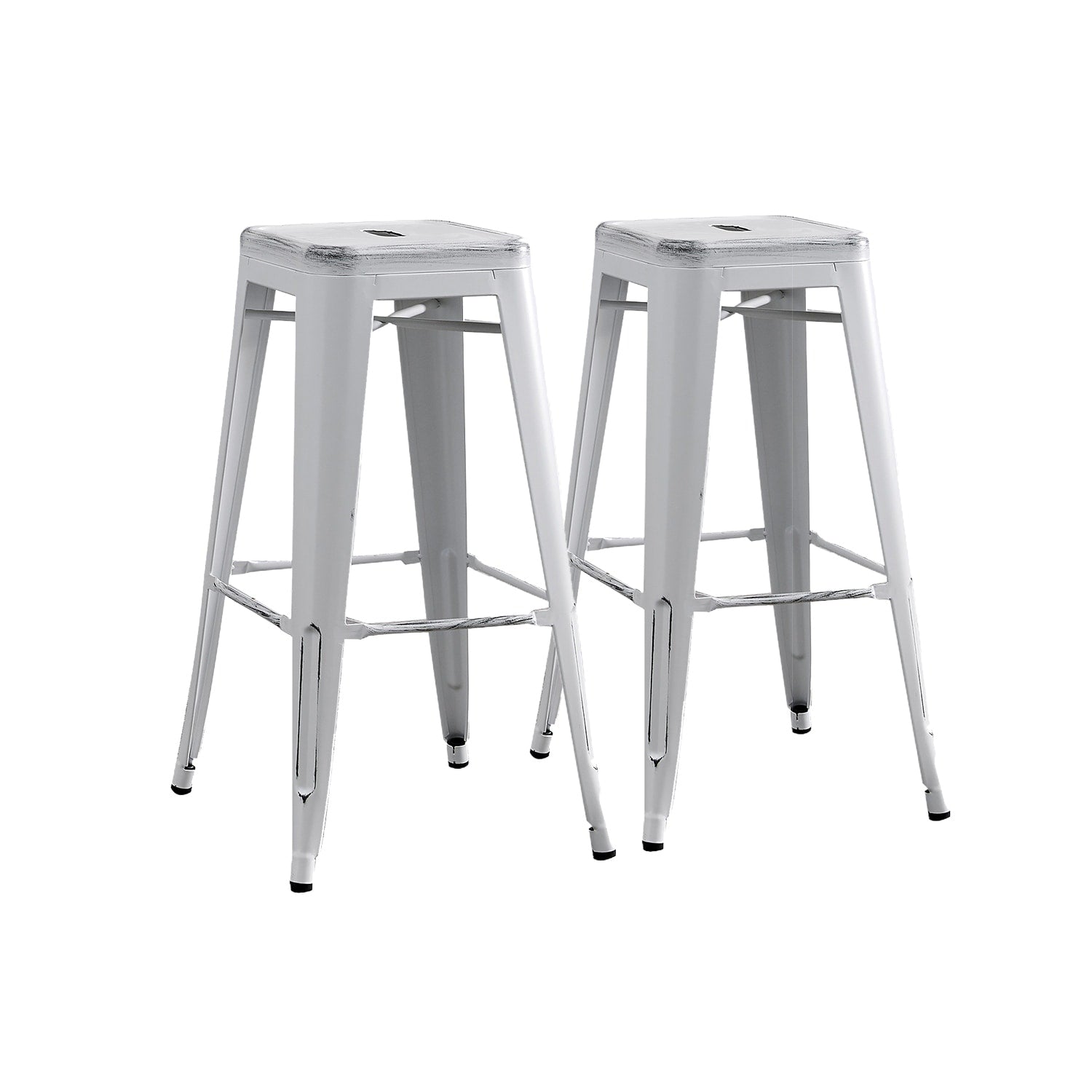 30 Seat Backless Modern Light Weight Industrial Contemporary Metal Bar Stools Without Back And 4 Leg Design Set Of 2