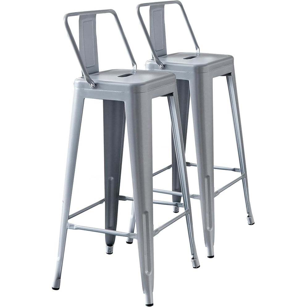 30 Seat Light Weight Industrial Contemporary Metal Barstools With Bucket Back And 4 Leg Design Seat Bar Stools Set Of 2