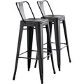 30 Seat Light Weight Industrial Contemporary Metal Barstools With Bucket Back And 4 Leg Design Seat Bar Stools Set Of 2
