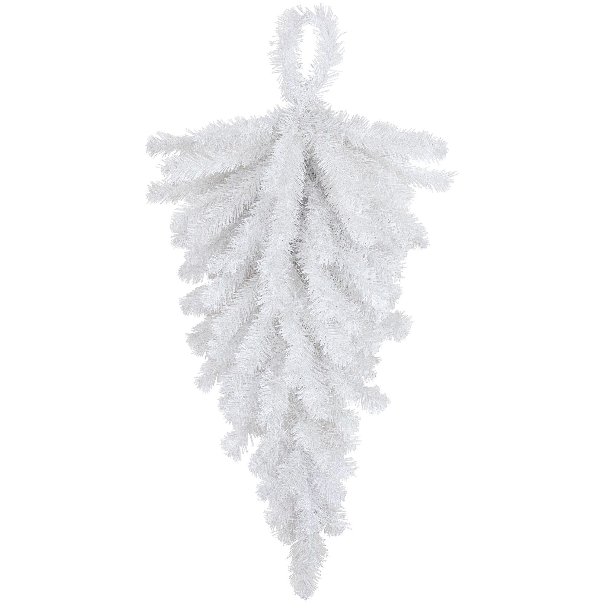 30 Snow White Artificial Teardrop Christmas Swag Unlit
