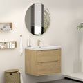 30 Solid Wood Bathroom Vanity With Integrated Resin Sink Handle Free Modern Design