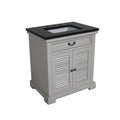 30 Two Door Single Vanity In White Finish And Black Granite Top