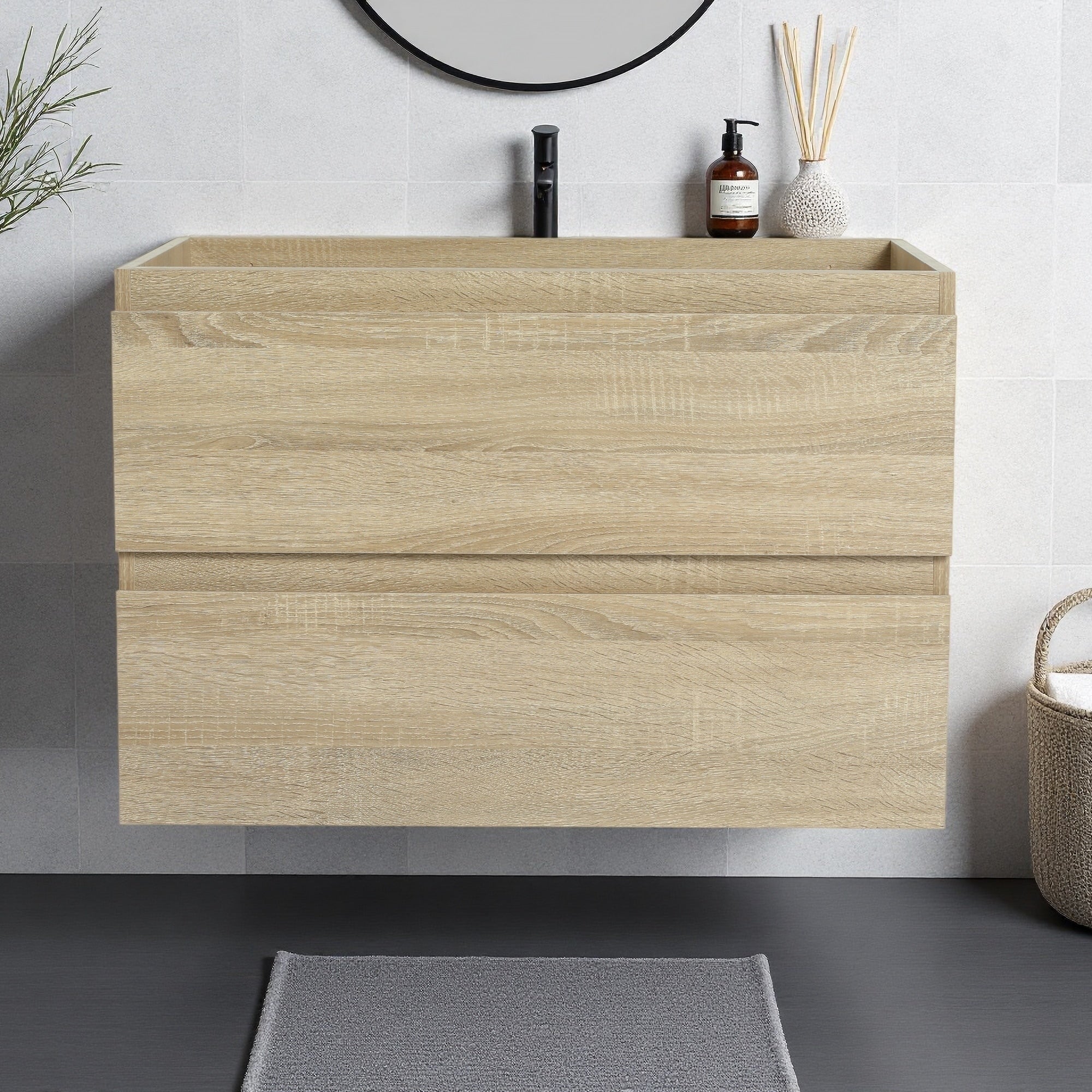 30 Wall Mounted Bathroom Vanity With Resin Sink 2 Soft Close Drawers Eco Friendly Plywood Base Kd Package