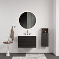 30 Wall Mounted Soft Black Walnut Bathroom Vanity With Integrated Ceramic Sink With 3 Holes