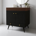 30 Waterproof Engineered Wood Freestanding Bathroom Vanity With Ceramic Sink And Double Door Storage
