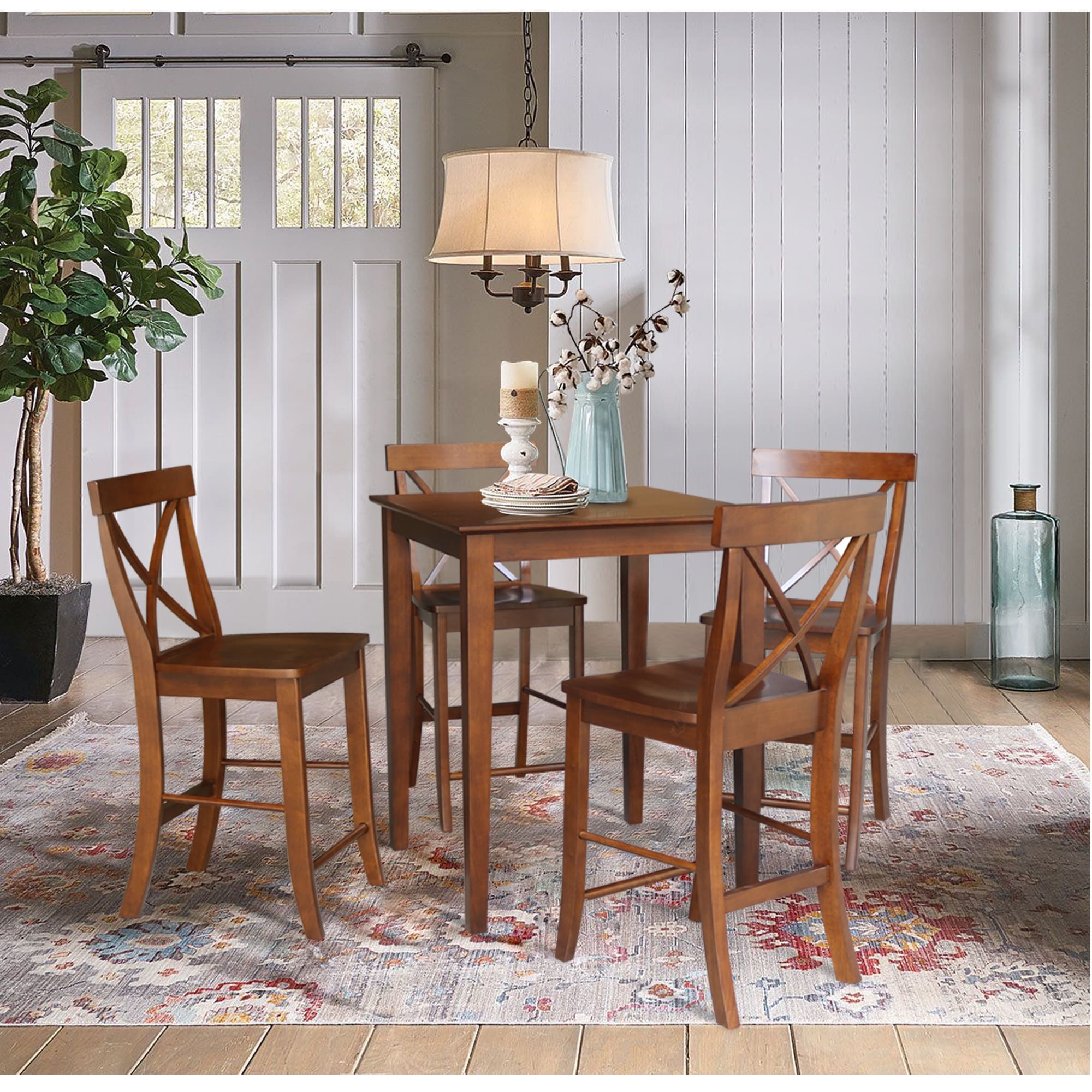 30 X 30 Counterheight Dining Table With 4 X Back Stools 5 Piece Set