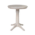 30 X 30 Solid Wood Round Pedestal Table In Washed Gray Taupe Washed Gray Taupe