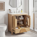30 Fluted Bathroom Vanity With Sink Freestanding Modern Wood Cabinet With Soft Close Doors 1 Drawer Open Storage