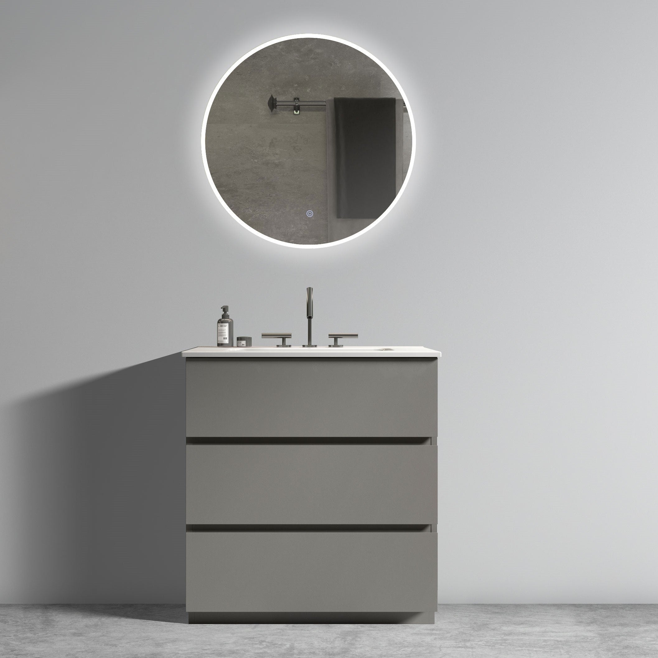 30 Inch Bathroom Vanity With Sink With 3 Faucet Holes One Piece Sink Basin Without Drain And Faucet Pre Assembled