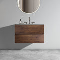 30 Inch Walnut Bathroom Vanity With Ceramic Sink With Three Faucet Holes One Piece Sink Basin Without Drain Pre Assembled