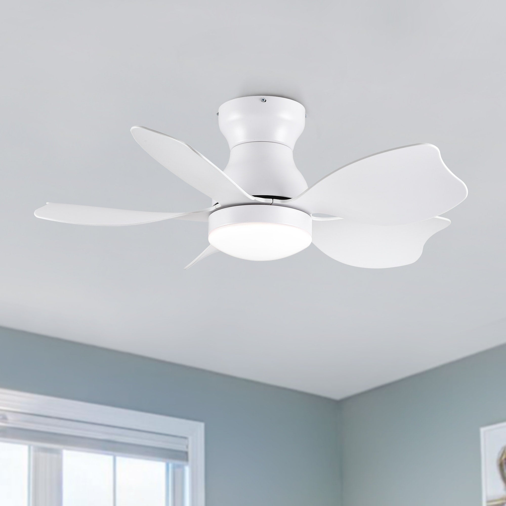 30 Modern Small Flush Mount White Ceiling Fan With Remote Contorl