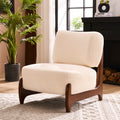 30 W Boucle Armless Upholstered Accent Chair With Solid Wood Leg