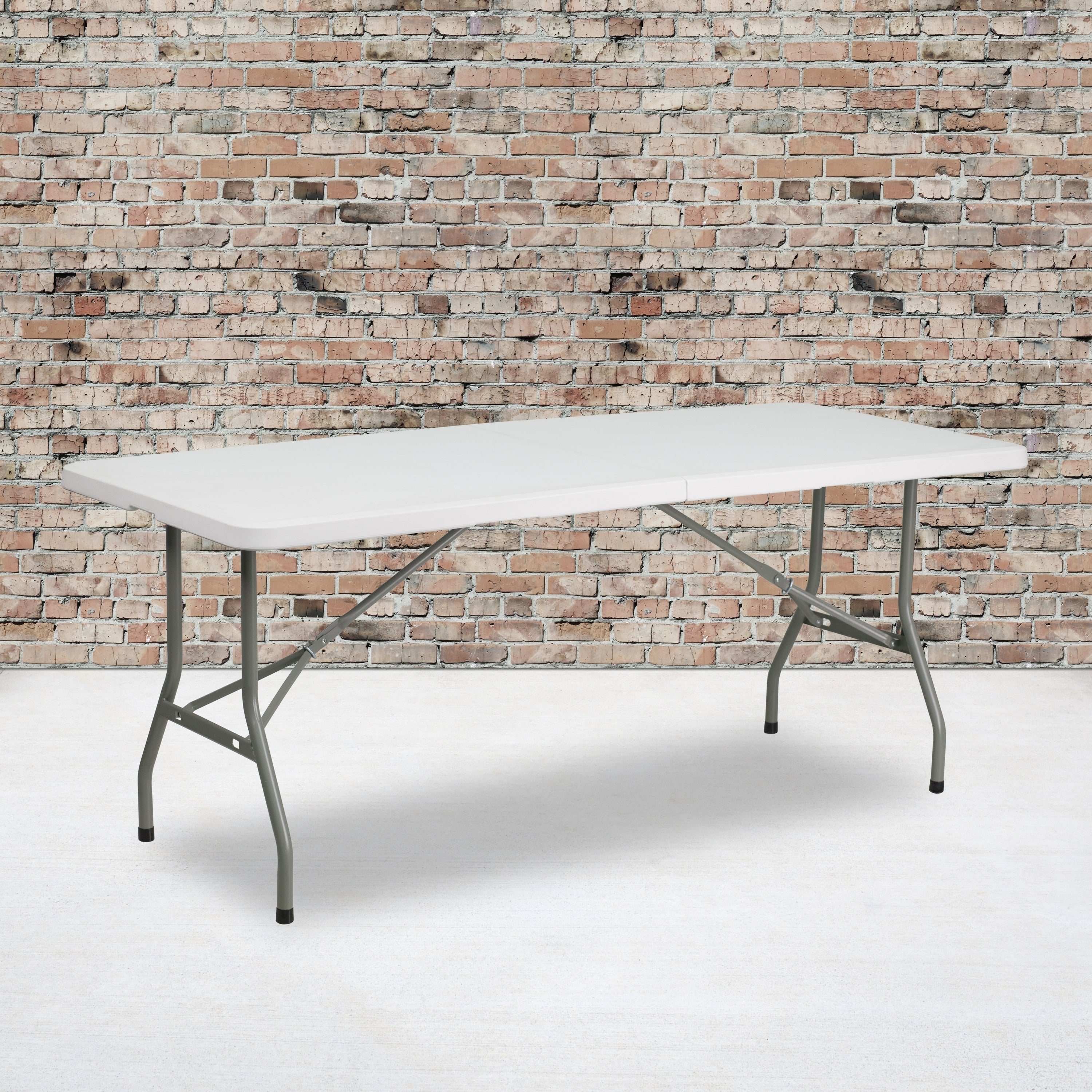 30 Inch X 72 Inch Bi Fold Granite White Plastic Folding Table
