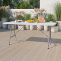 30 Inch X 72 Inch Granite White Plastic Folding Table