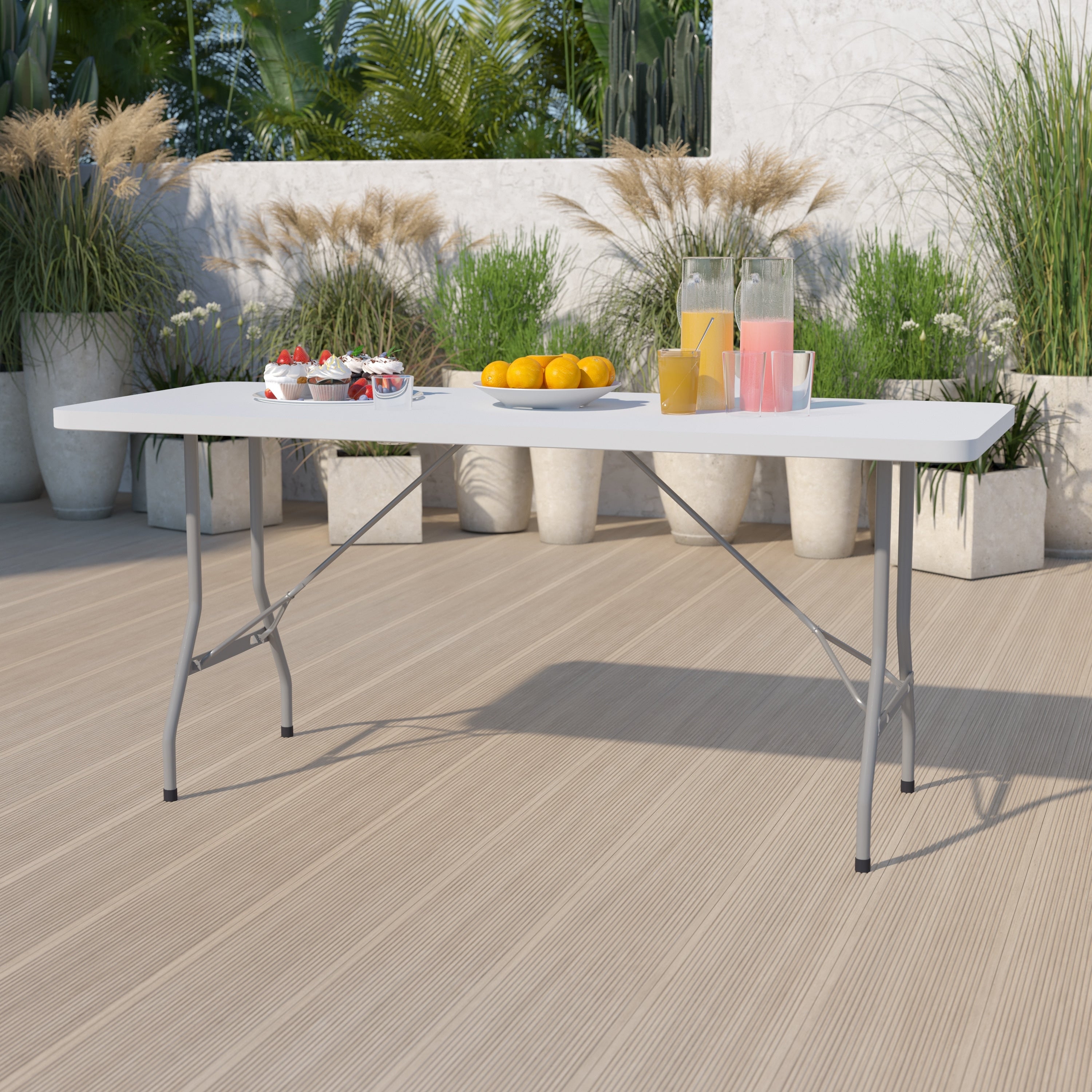 30 Inch X 72 Inch Granite White Plastic Folding Table