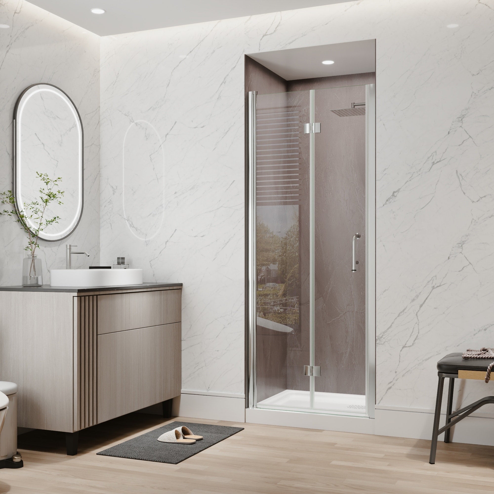 30 32 X72 Pivot Shower Door 1 4 Ansi Clear Glass 180Degree Dual Swing 2 Adjustable Width Reversible Enclosure