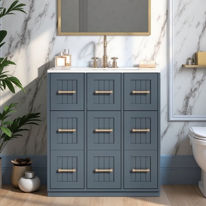 30 Bathroom Cabinet With Undermount Ceramic Sink Tip Out Drawer 2 Smooth Glide Drawers 3 Storage Compartments