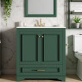 30 Bathroom Storage Cabinet With Ceramic Sink Freestanding Deep Drawer Dual Soft Close Doors Adjustable Interior Shelf