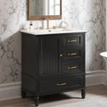 30 Freestanding Bathroom Vanity With Ceramic Sink Solid Wood Legs Mdf Construction Door 3 Drawers