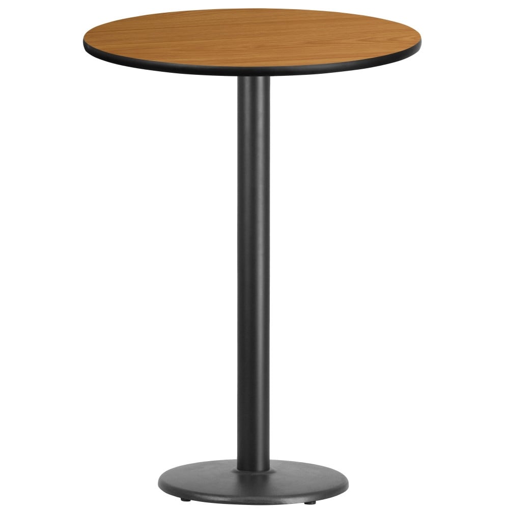 30 Inch Round Laminate Table Top With Table Base Black