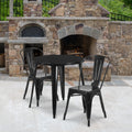 30 Round Metal Indoor Outdoor Table Set With 2 Cafe Chairs