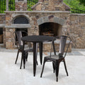 30 Round Metal Indoor Outdoor Table Set With 2 Cafe Chairs