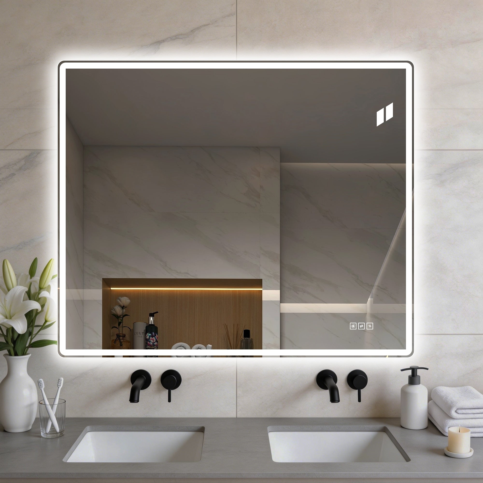 30 36 Frameless Front Lit Led Bathroom Mirror With Anti Fog