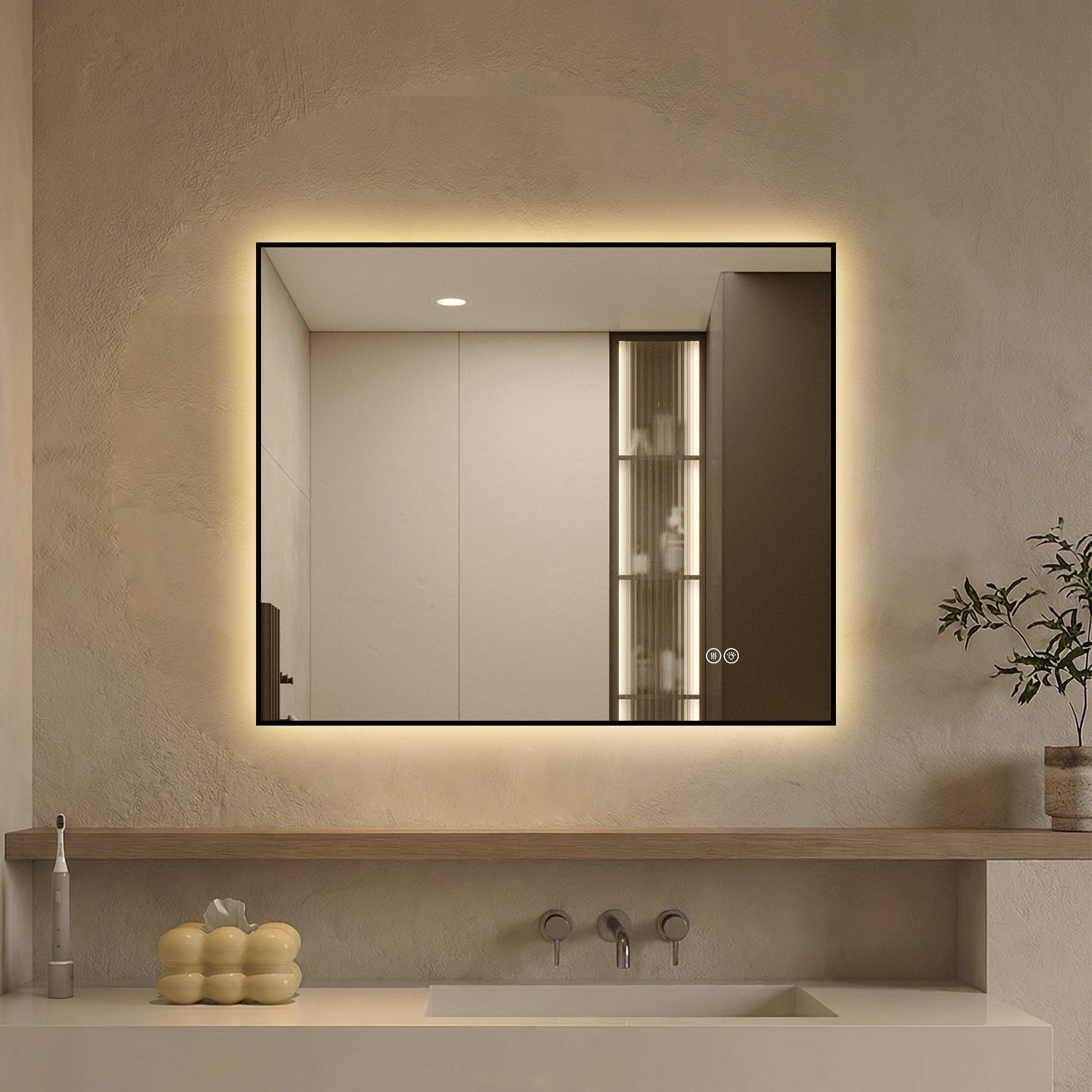 30 36 Led Aluminum Frame Anti Fog Bathroom Mirror
