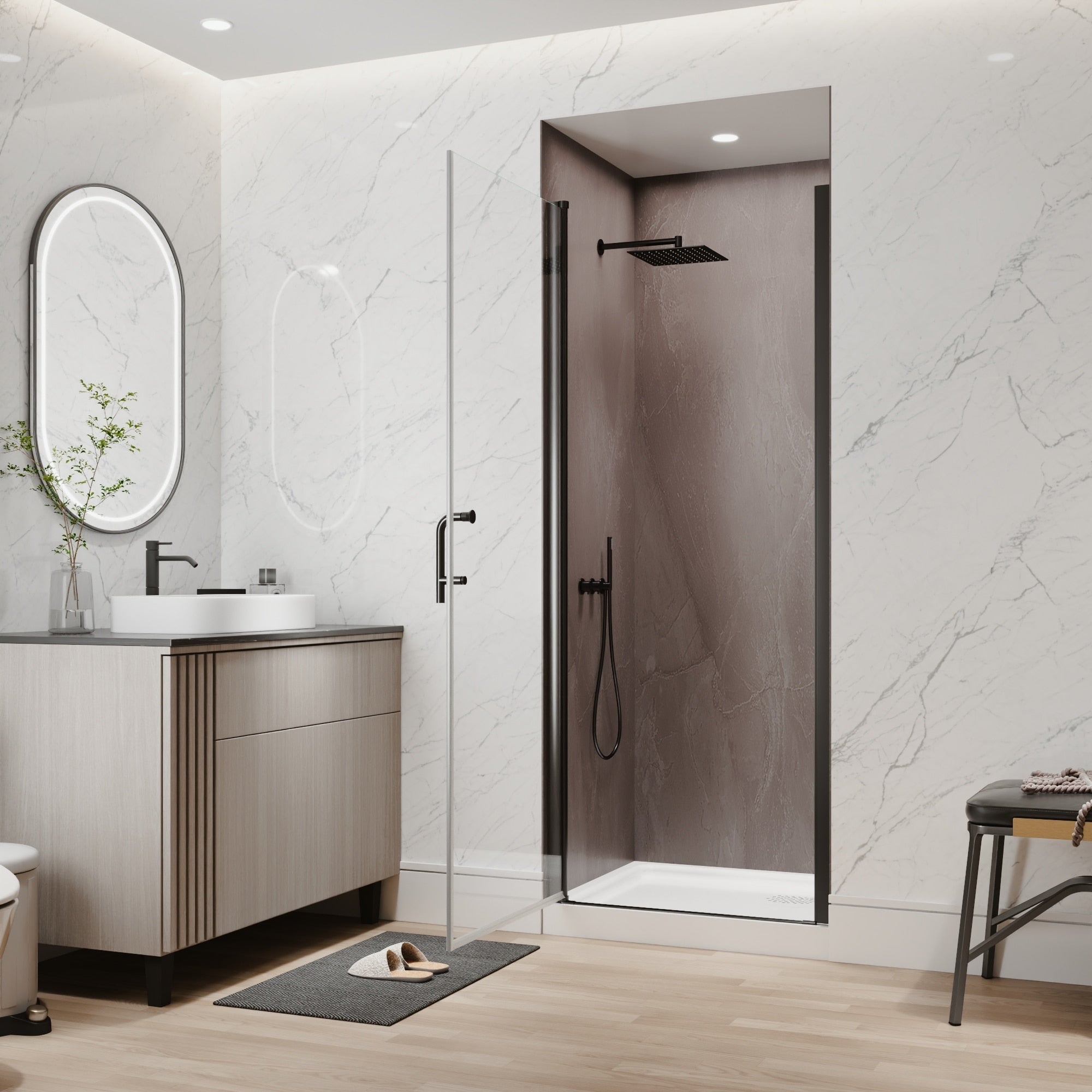 30X72 Semi Frameless Pivot Shower Door
