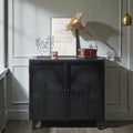 31 Inch Modern Black Storage Cabinet With Embossed Door Accent Sideboard For Bedroom Living Room