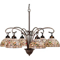 31 Inch Wide Tiffany Turning Leaf 6 Lt Chandelier