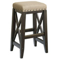 31 Inches Nailhead Trim Upholstered Barstool Beige And Brown
