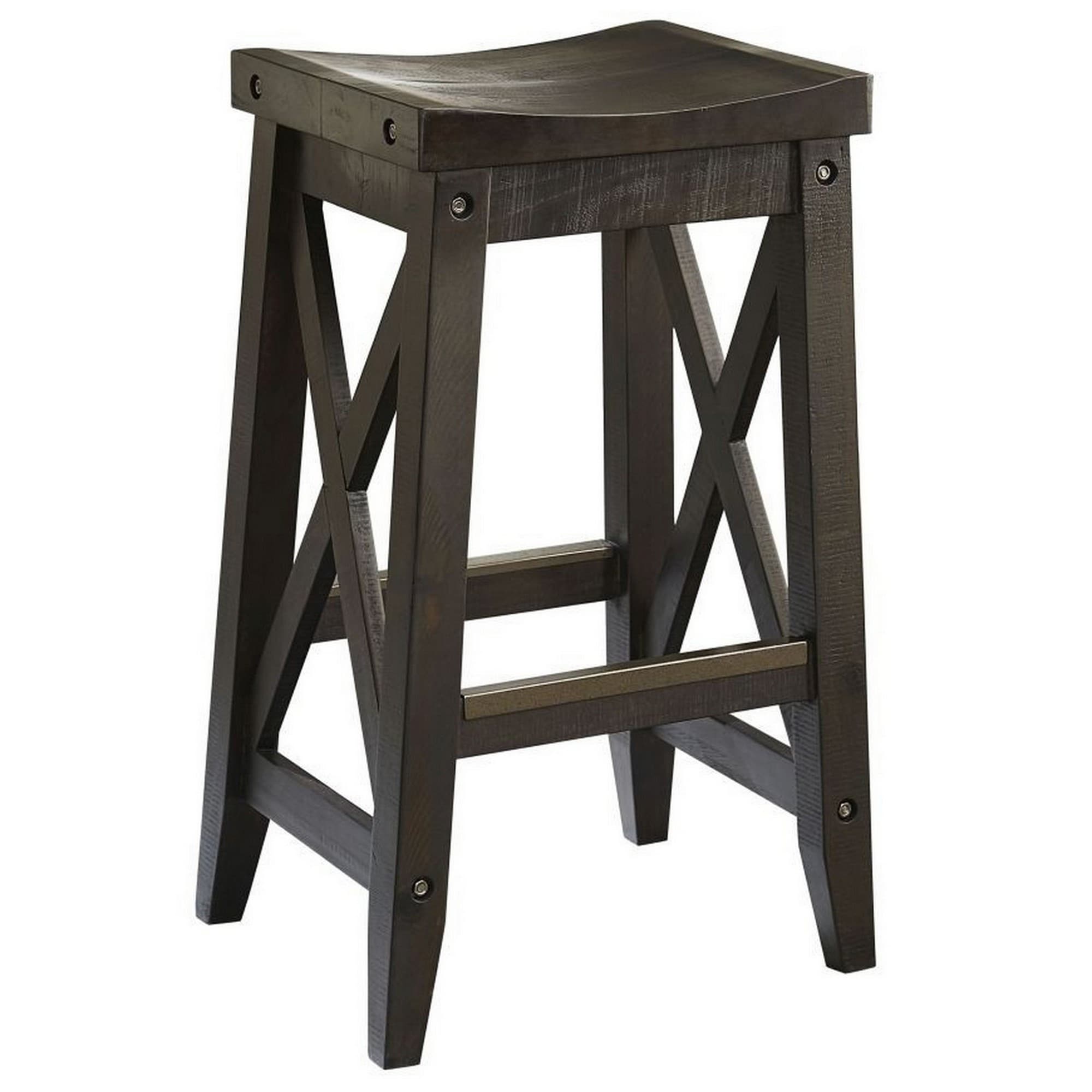 31 Inches Saddle Seat Wooden Barstool Brown