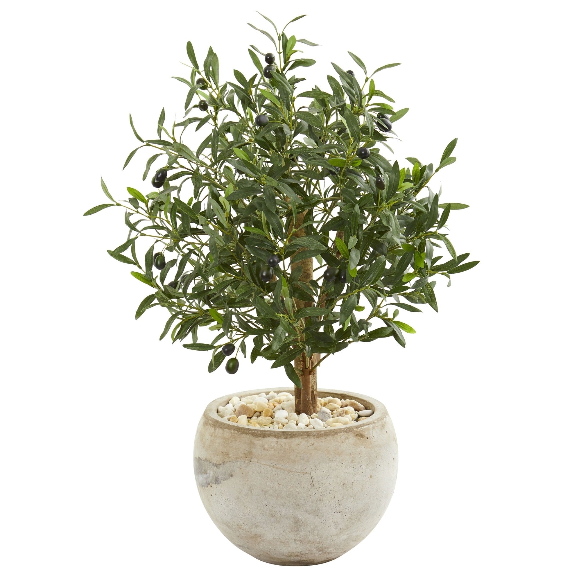 Nearly Natural 31 Inch Olive Artificial Tree In Beige Bowl Planter