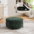 31.3 W Round Storage Ottoman Footstool With Reversible Lid Coffee Table Metal Legs